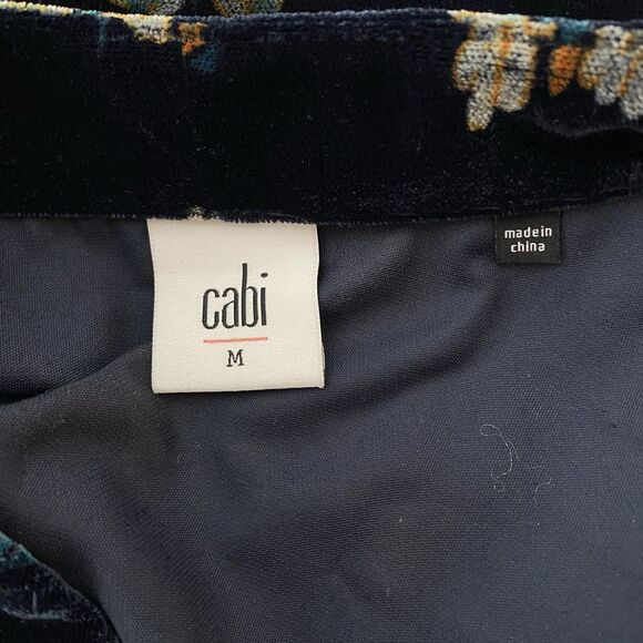 CAbi Style 3875 Decked Out Navy Velvet Floral V Neck LS Elastic Waist Dress Sz M - Picture 7 of 9